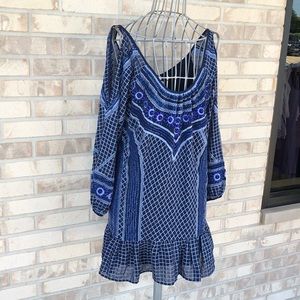 Parker Beaded Blue Cold Shoulder Dress